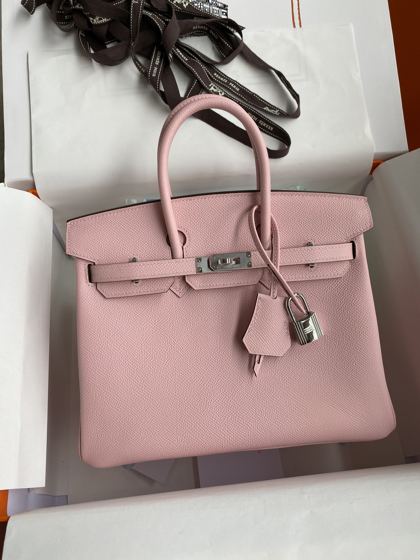 Hermes Birkin 25CM Epsom Leather Handbag Pink